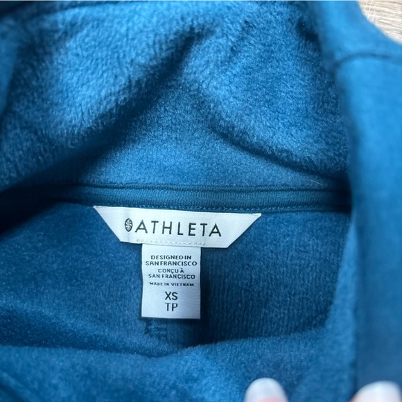 Athleta Cozy Karma Fleece Lined Sweater Dress with Pockets in Teal size XS - Picture 12 of 14